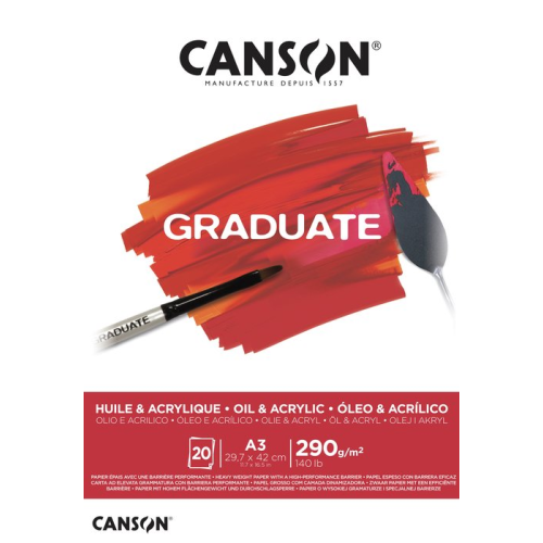 BLOC OLEO Y ACRILICO CANSON GRADUATE A3 20 HJ. 290 Gr