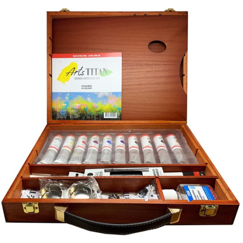 CAJA MADERA OLEO TITAN 10x60 ML TUBOS + AUXILIARES
