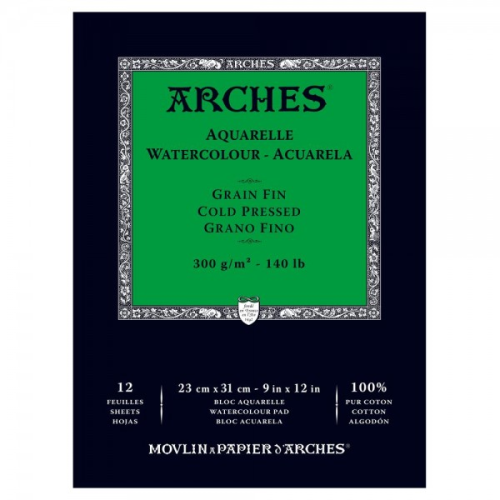 BLOC 12 HOJAS PAPEL ACUARELA FINO 300 gr 100% 23x31 cm