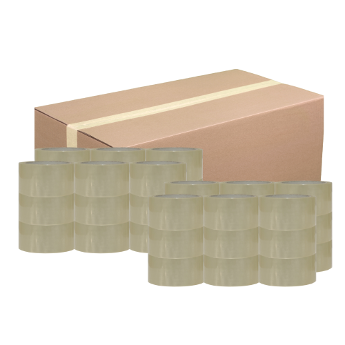 CAJA 36 ROLLOS PRECINTO TRANSPARENTE A-68 PP ACRILICO SIN RUIDO 48 mm x 63 Mts