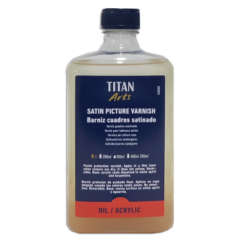 BARNIZ CUADROS SATINADO OLEO Y ACRILICO TITAN 1 LT