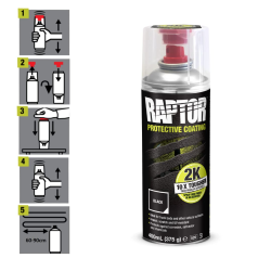 6 x SPRAYS PINTURA RAPTOR 2K NEGRO 400 ML