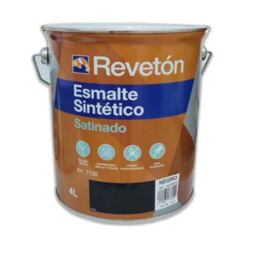 REVETON ESMALTE SATINADO NEGRO 4 LT